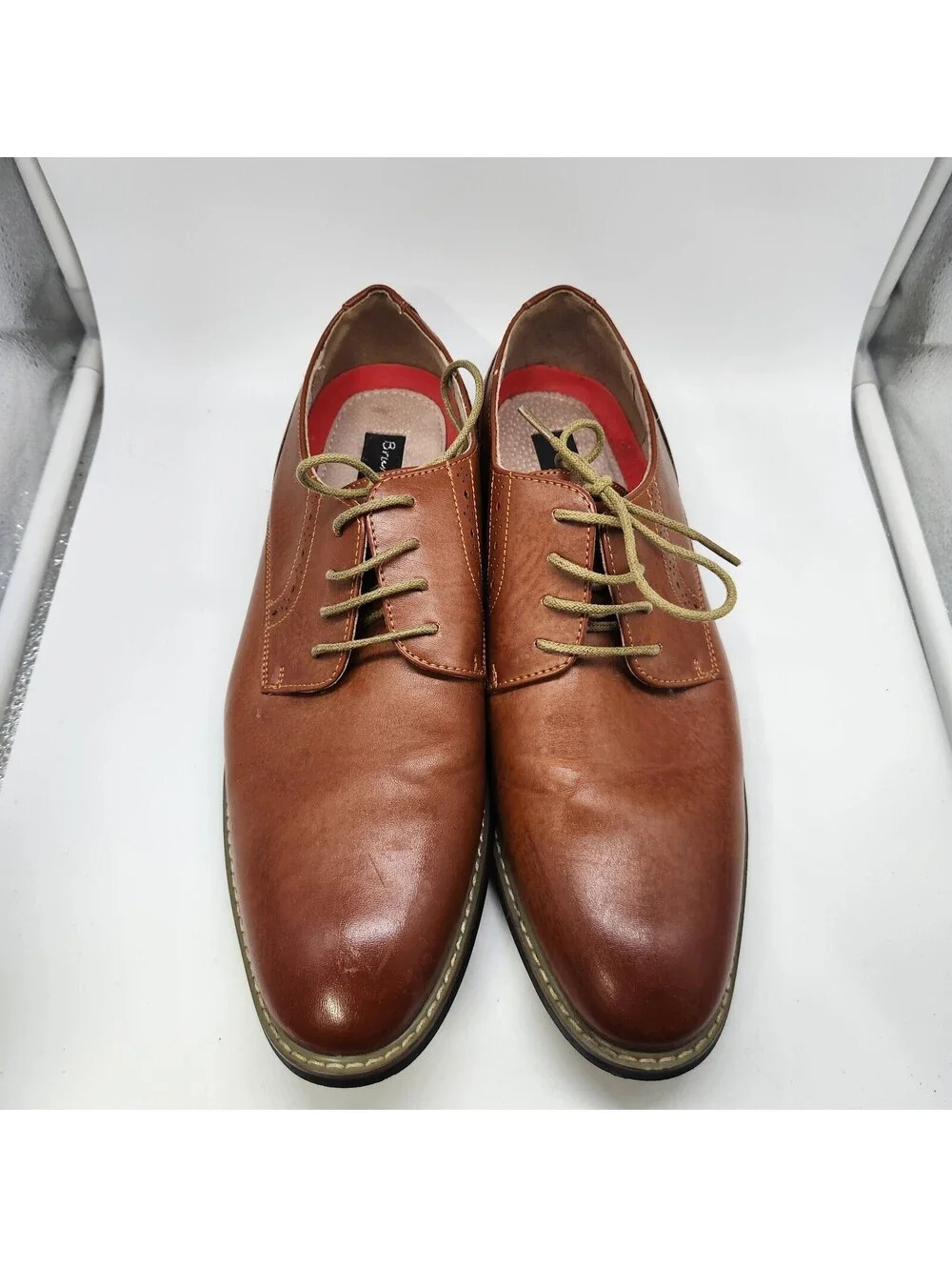 Bruno Marc Princewide-16 Men's 10.5W Brown Leather Derby Oxford Dress Shoes